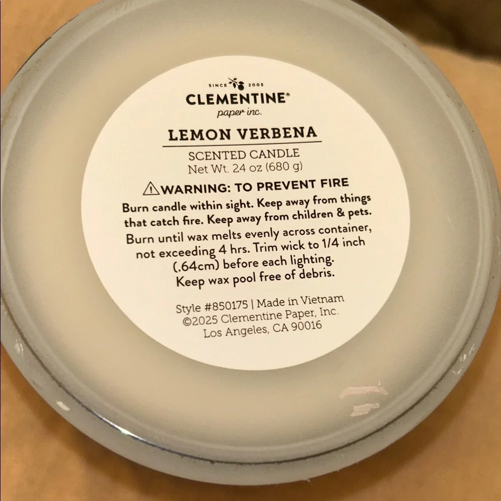 Lemon Verbena Scented Candle - White